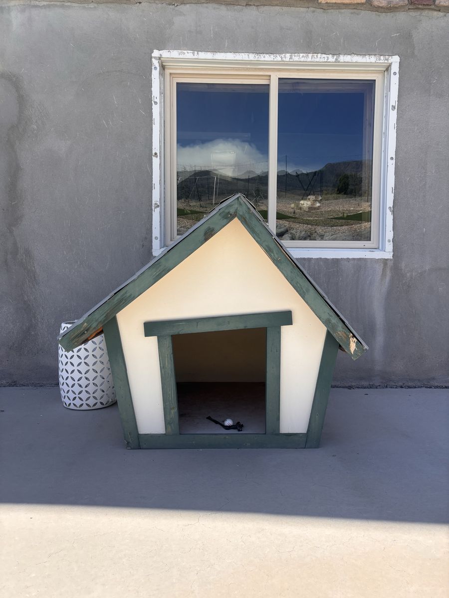 Dr. Suess Outdoor Wooden Dog House - Medium Size Pet Shelter with Metal Roof