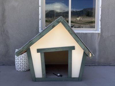 Dr. Suess Outdoor Wooden Dog House - Medium Size Pet Shelter with Metal Roof