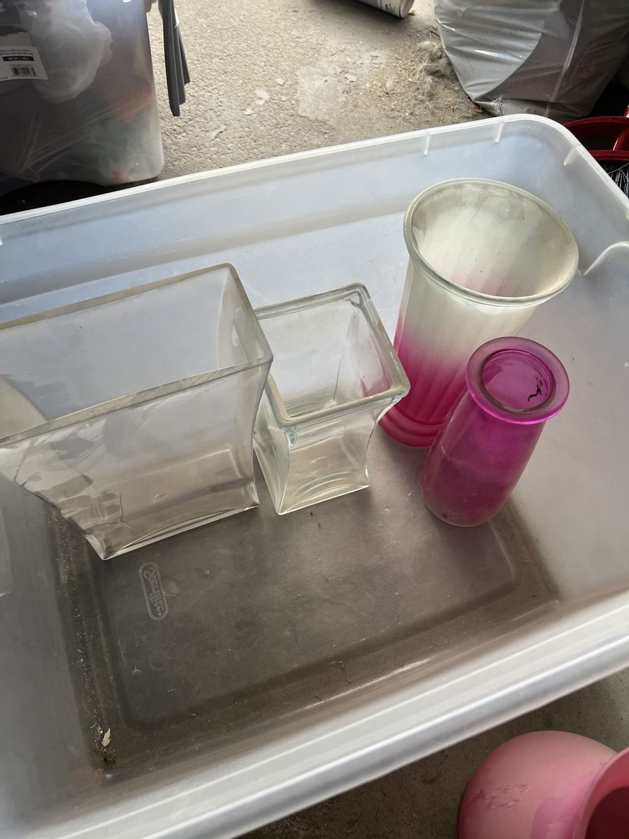 Assorted Glass Vases - Clear, Pink, and Frosted Glass Decor