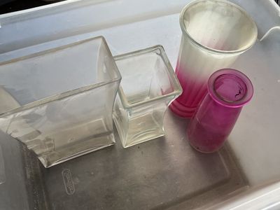 Assorted Glass Vases - Clear, Pink, and Frosted Glass Decor