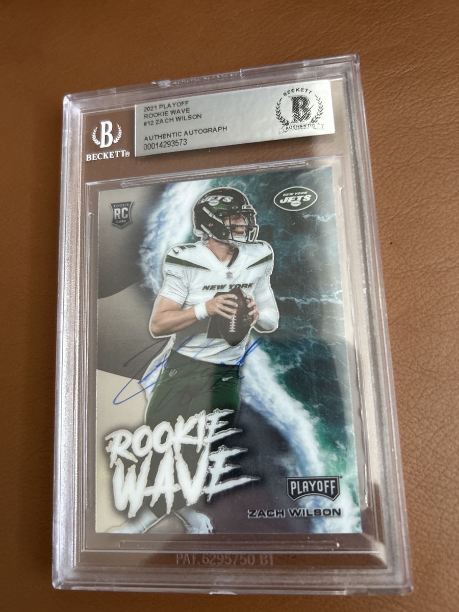 BYU ROOKIE 2021 Playoff Rookie Wave Zach Wilson Authentic Hand Signed Autograph Beckett Certified RC Football Card New York Jets