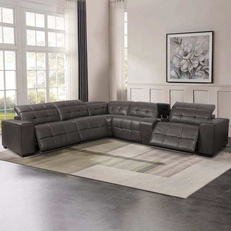Ivy 6-Piece Leather Power Reclining Sectional 