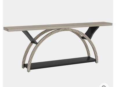 Tribesigns 70.9" 2-Tier Console Entryway Table with Half Moon Frame - Rustic Oak