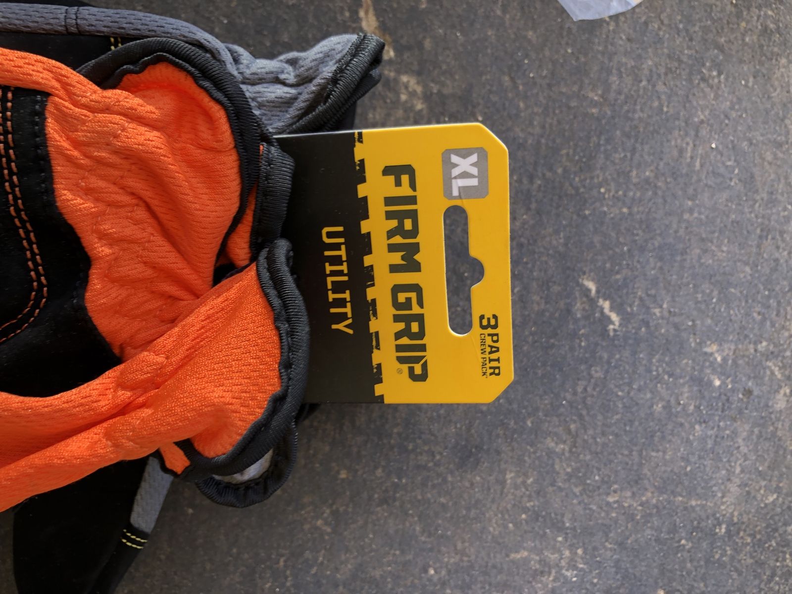 Firm Grip Utility Gloves, XL, 3 Pair Crew Pack, Orange/Black