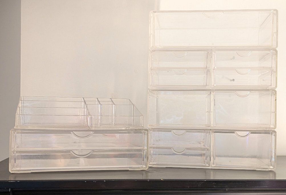 Clear Acrylic Makeup and Jewelry Storage Organizer Set with Drawers