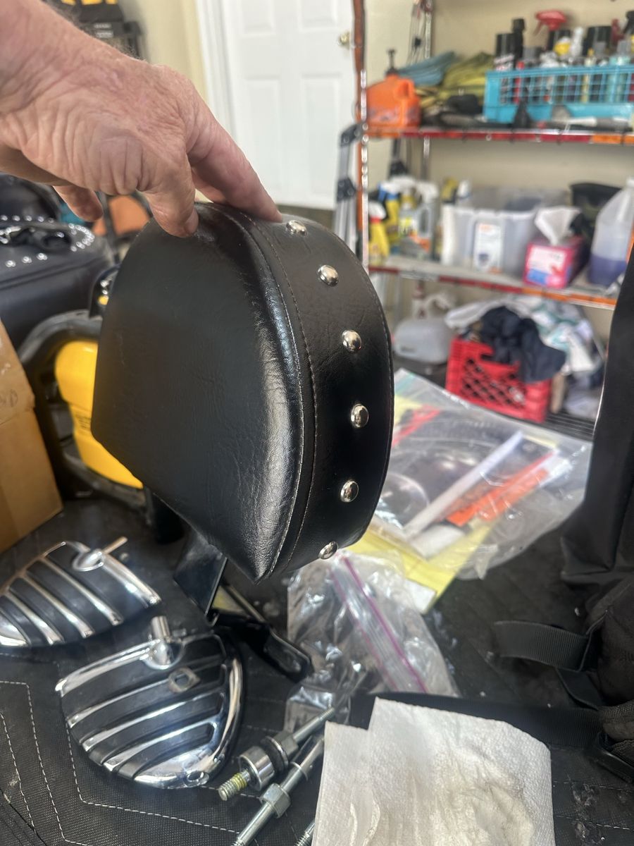 Black Studded Motorcycle Sissy Bar Passenger Backrest Pad