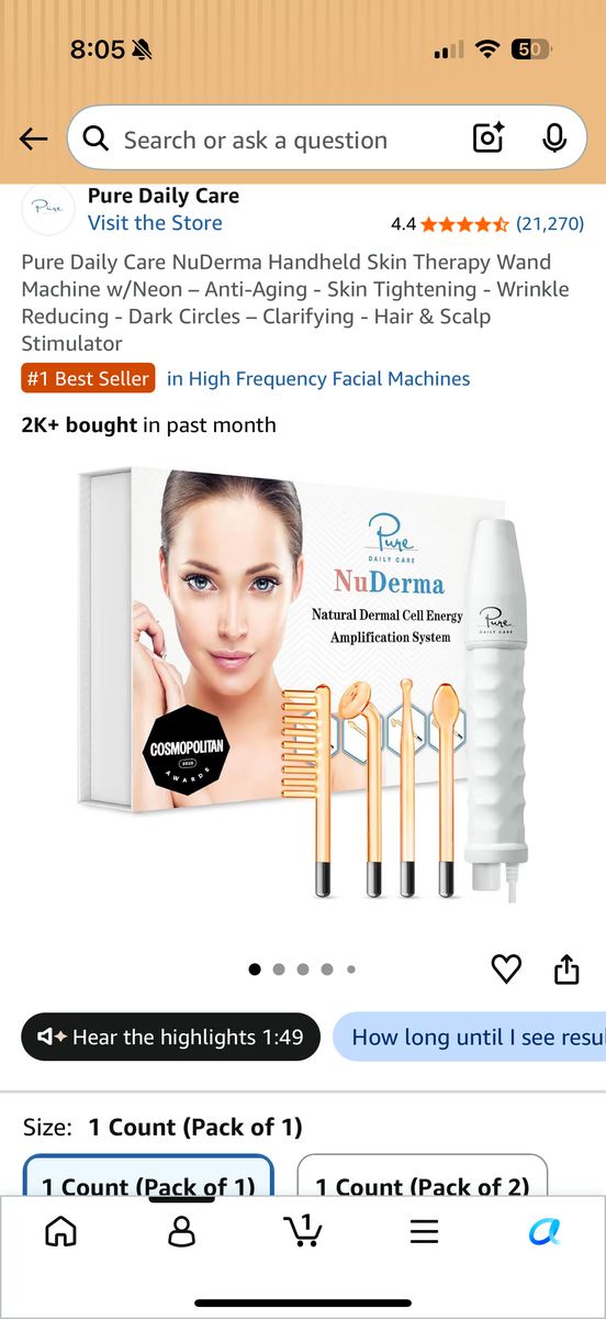 Pure Daily Care NuDerma Handheld Skin Therapy Wand – NEW/LIKE NEW