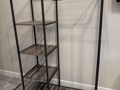 Better Homes & Gardens Farmhouse Gray Wood and Metal Garment Clothes Rack