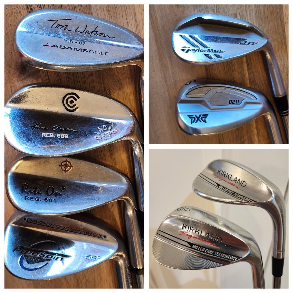 golf wedges. PXG, TaylorMade, Kirkland