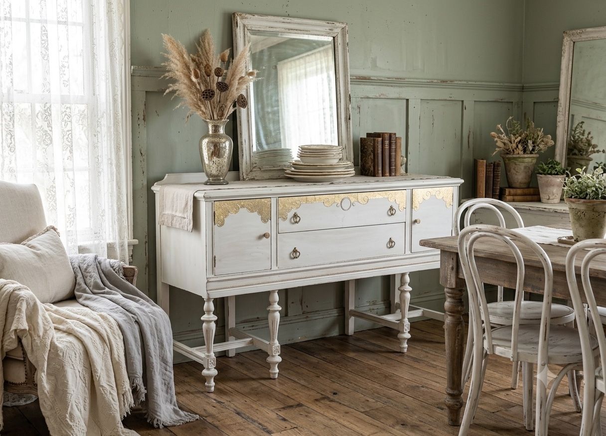 Refurbished Vintage Shabby Chic Buffet / Sideboard Credenza 