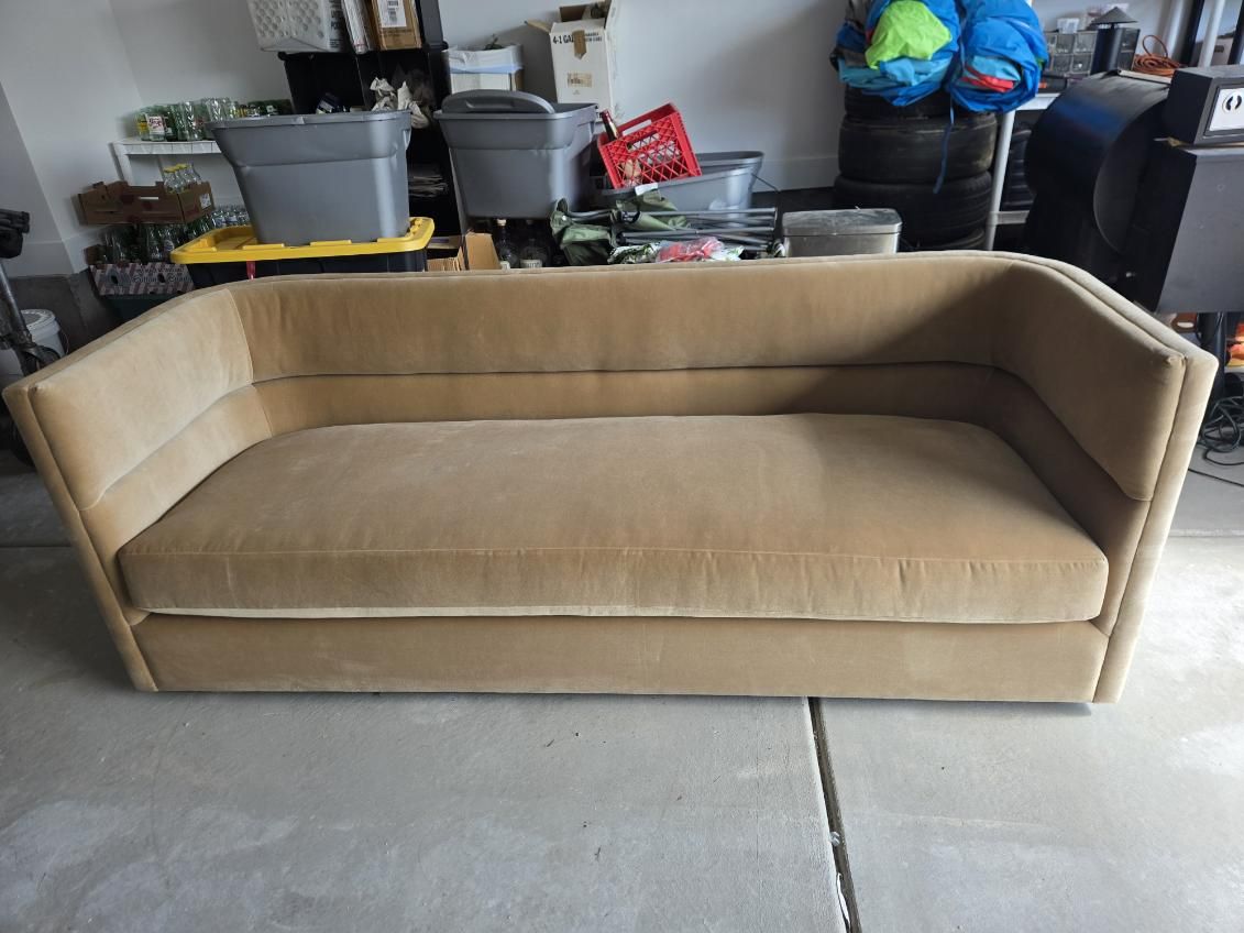 tan velvet couch