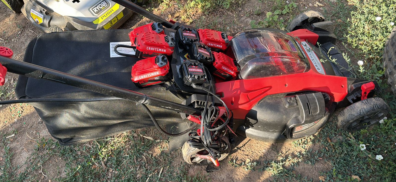 Craftsman V20 Brushless Lawn Mower with 5 Batteries & Chargers