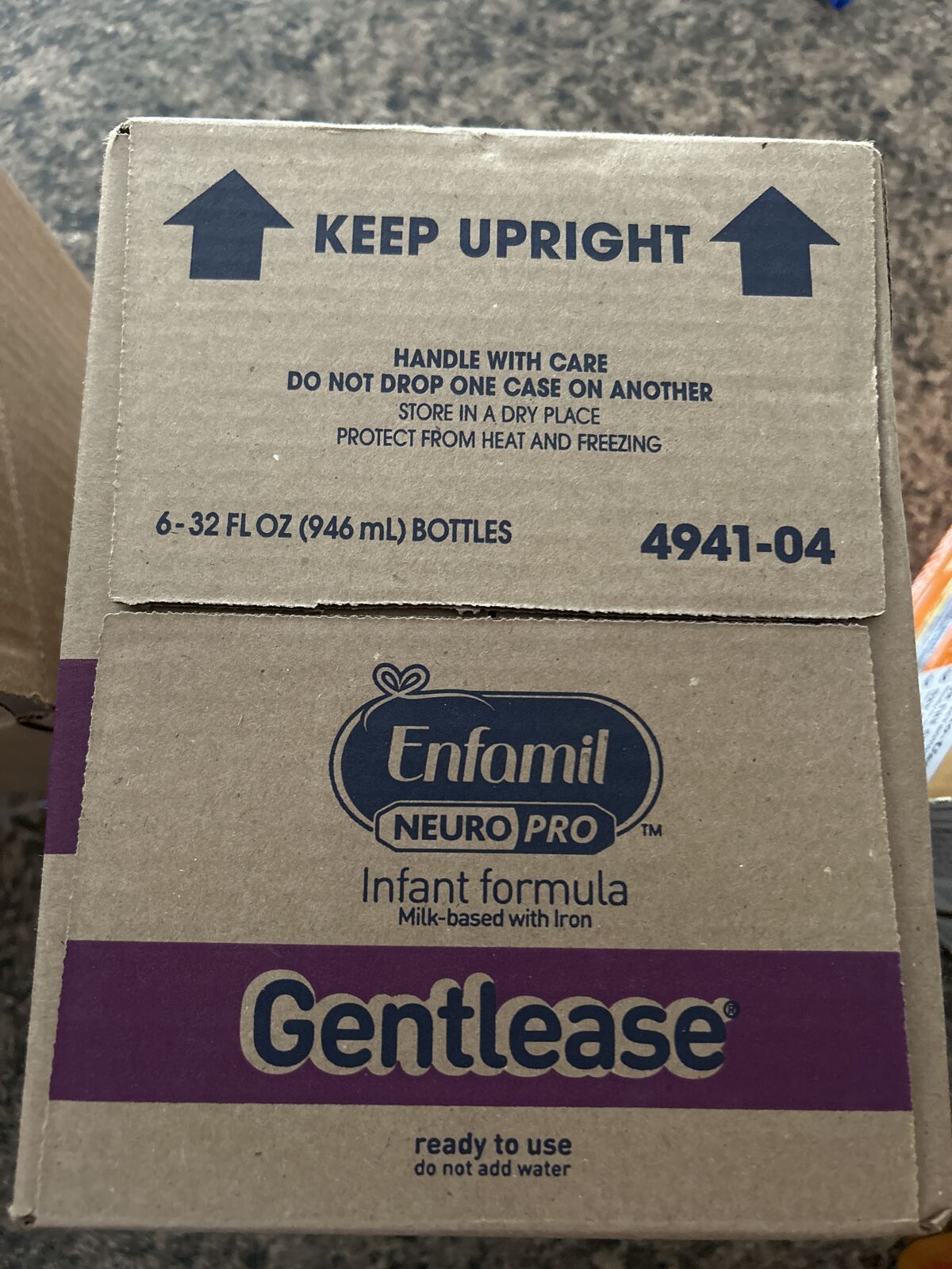 Gentle ease, Enfamil 32 ounce six bottles