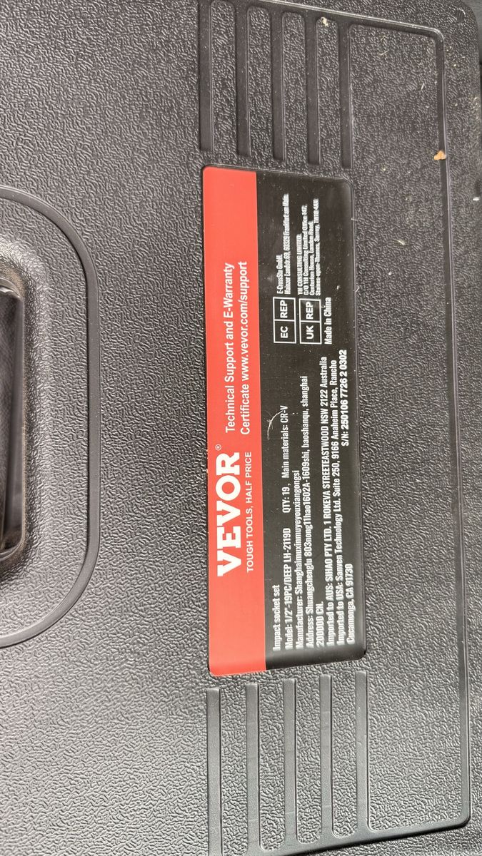 Vevor 1/2"-19PC/DEEP LH-2119D Impact Socket Set (19-piece, CR-V)