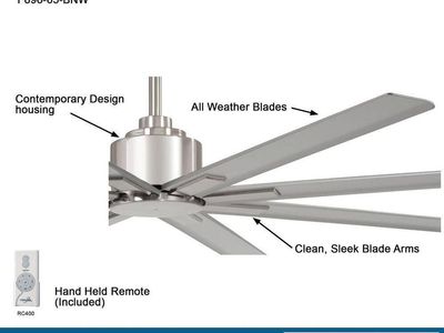MINKA-AIRE Xtreme H2O 65in. Indoor/Outdoor Brushed Nickel Ceiling Fan w/ Remote (New)