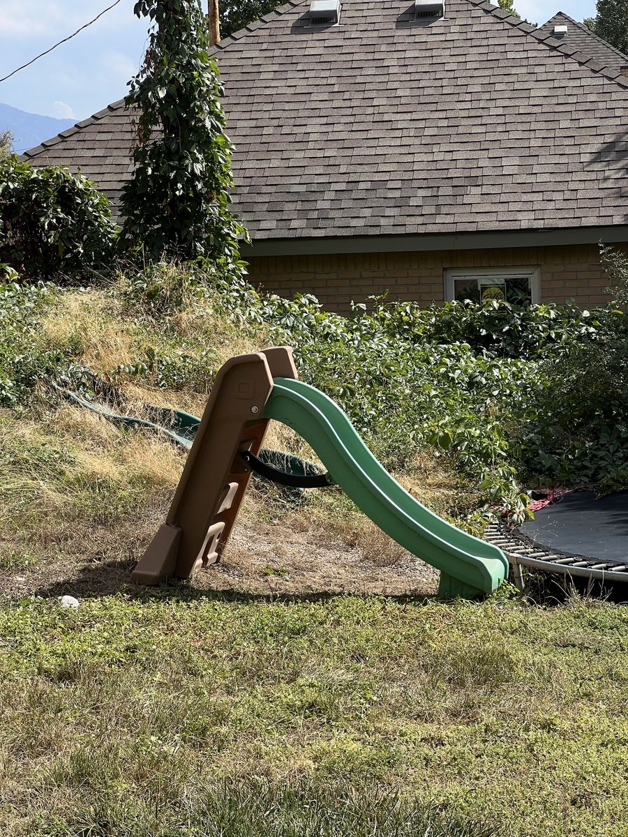 Outdoor Playground Slide Green and Brown Plastic Childrens Play Equipment
