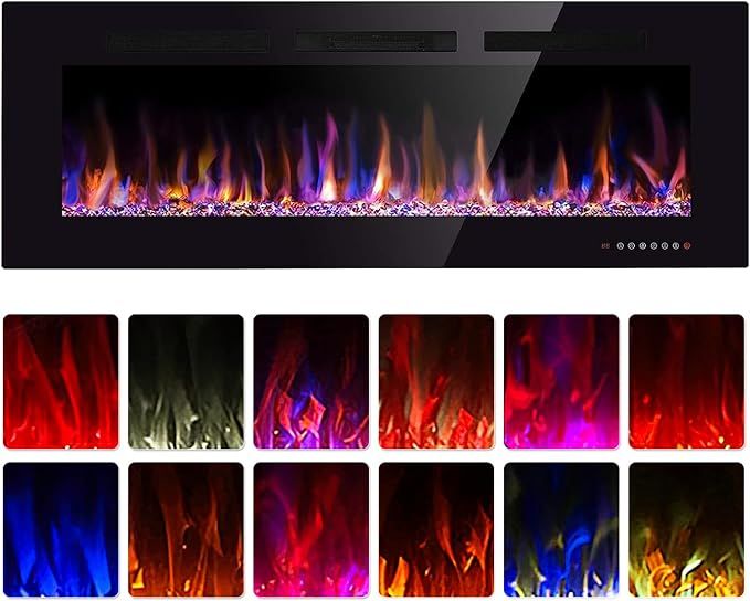 60 inch electric fireplace recessed/wall mounted - broken, for parts or repairs only