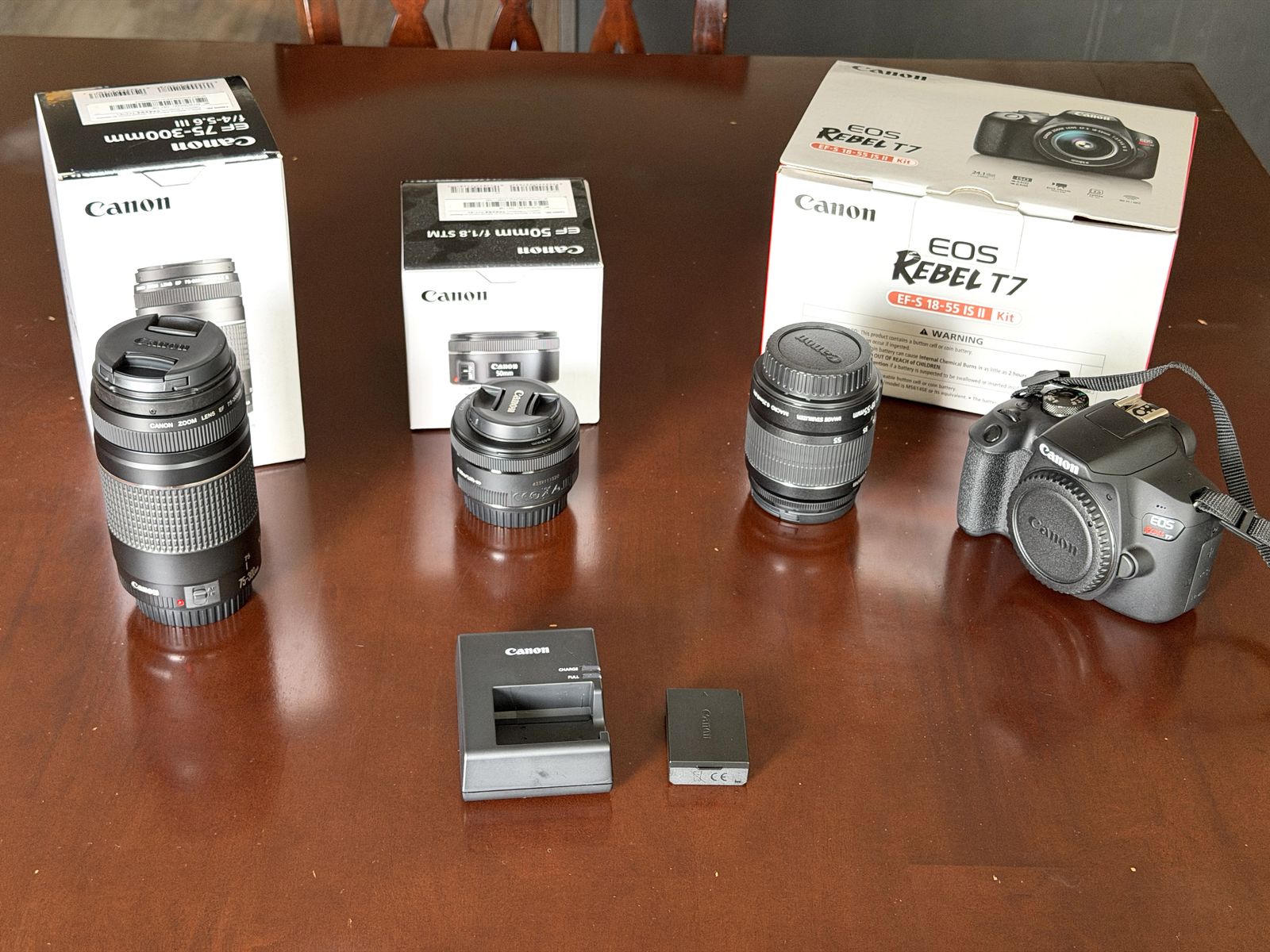 Like-New Canon Rebel T7 Kit + 2 Extra Lenses