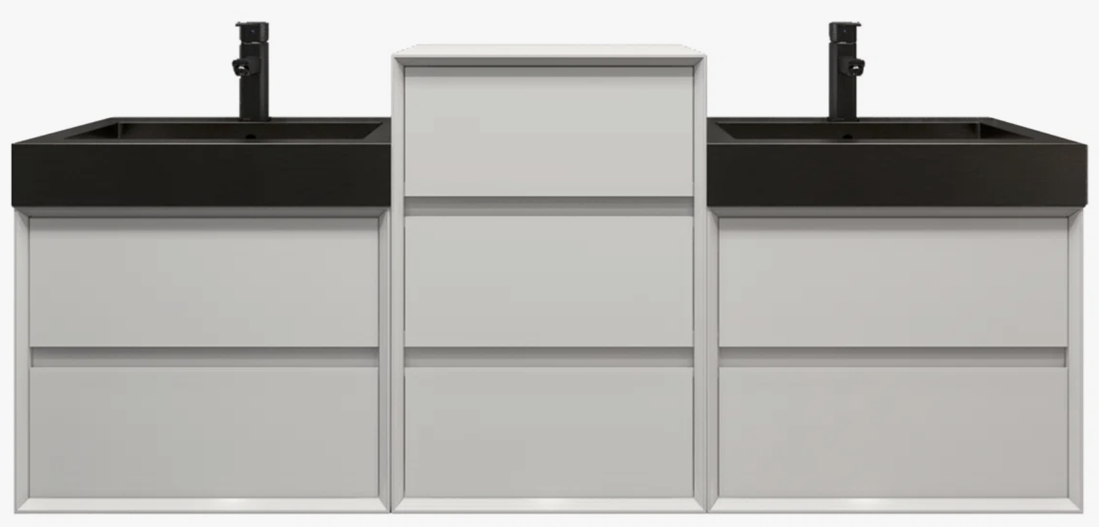 Double Bathroom Vanity with Stainless Steel Sinks (66.5 in wide)