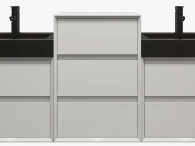 Double Bathroom Vanity with Stainless Steel Sinks (66.5 in wide)