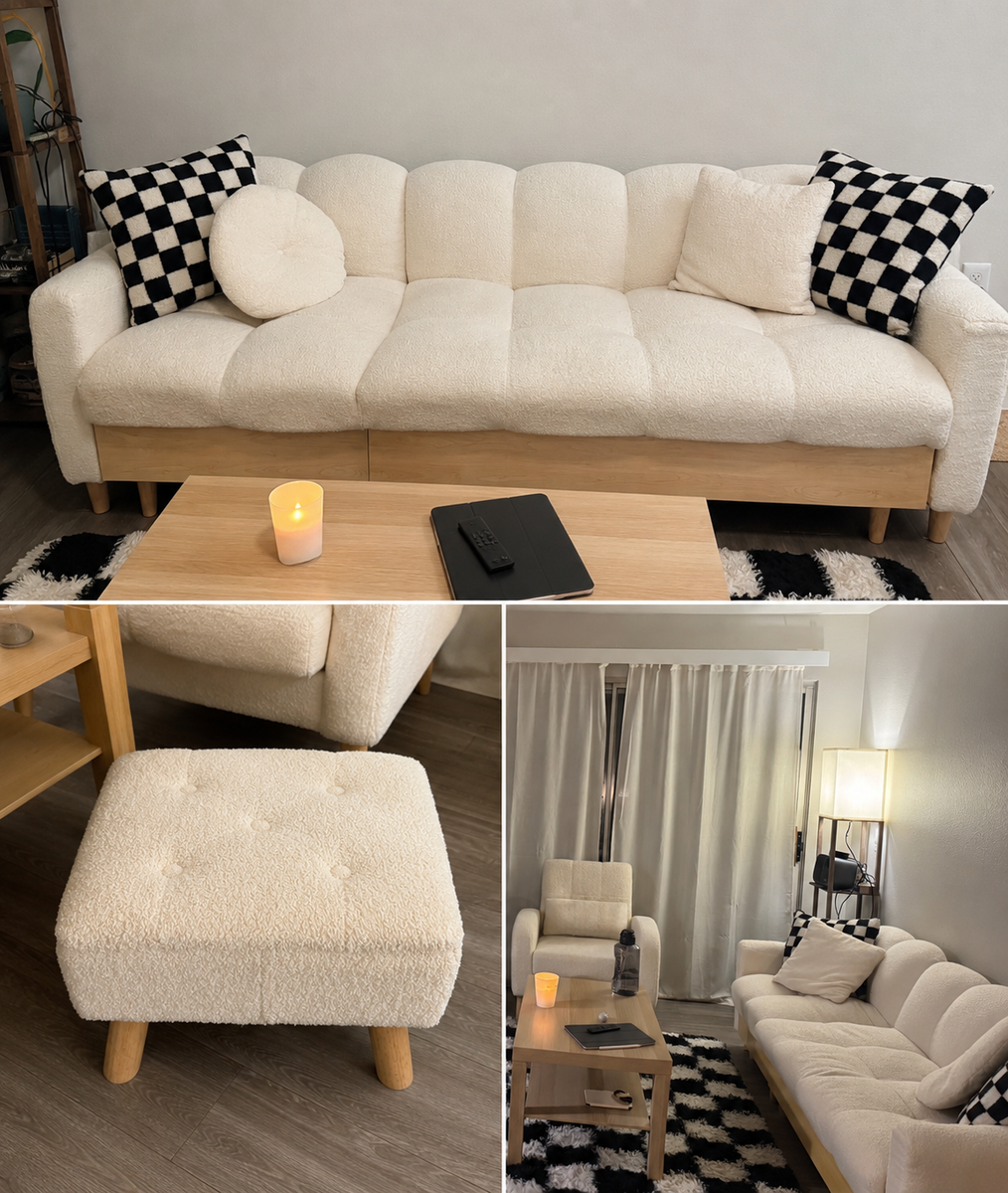 living room furniture set (couch, chair, footstool)