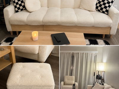 living room furniture set (couch, chair, footstool)