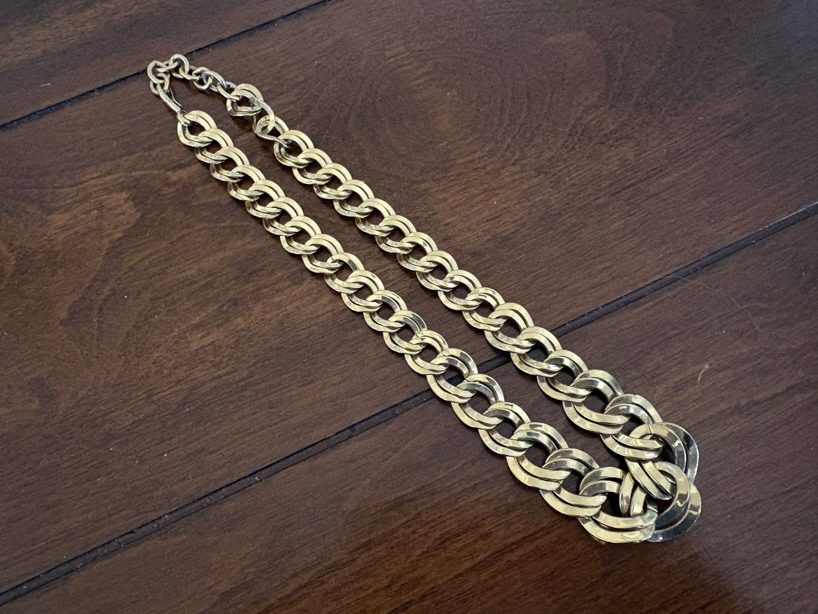 Vintage Monet Gold Tone Double Link Chunky Necklace