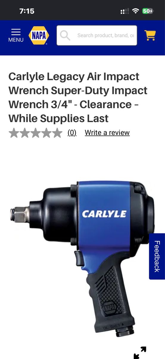 Carlyle Industrial. Carlyle Legacy Air Impact Wrench Super-Duty Impact Wrench 3/4" - Clearance