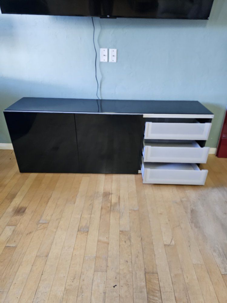 Black gloss IKEA Entertainment Center
