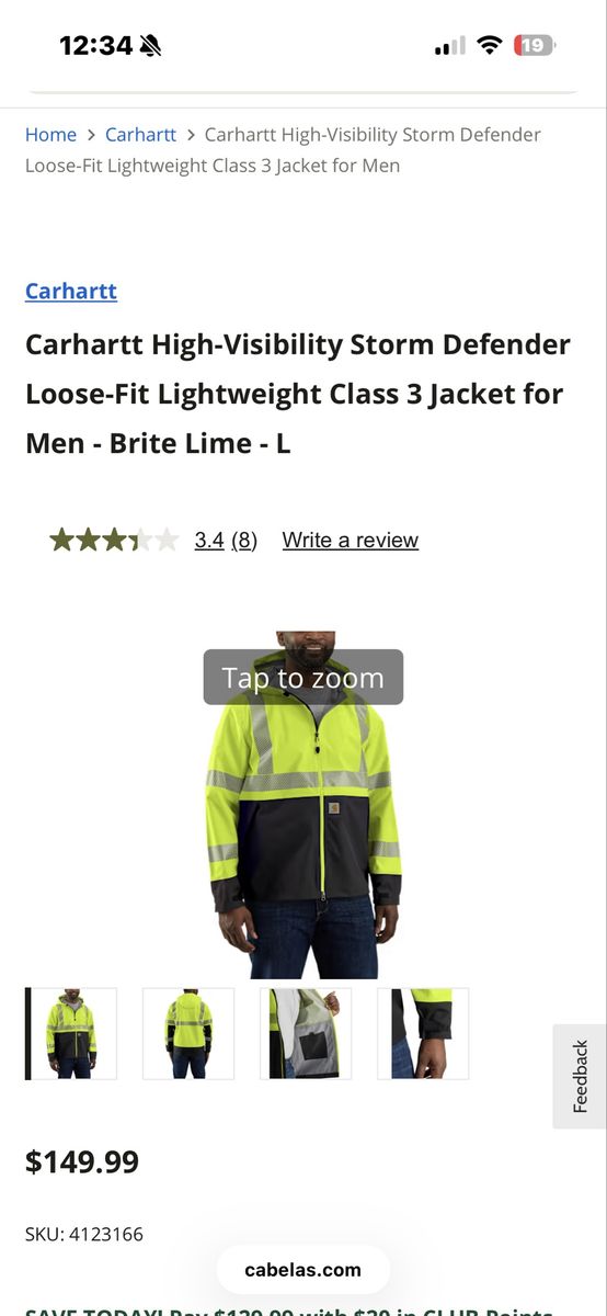 Carhartt High-Visibility Storm Defender Loose-Fit Jacket Brite Lime L