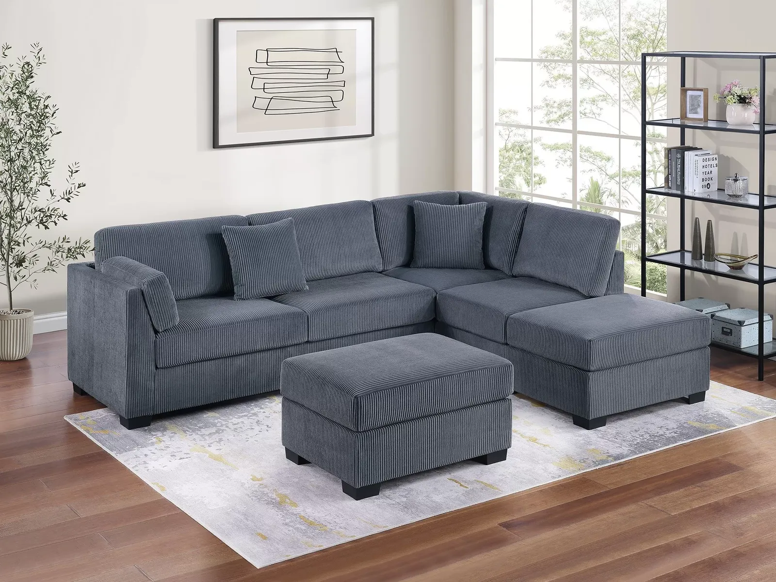 NEW SOFA-SECTIONAL with OTTOMAN and PILLOWS - NEW IN BOX