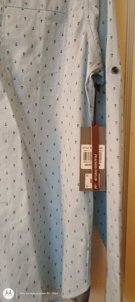 new stitches and rivets blue men's dress shirt