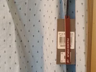 new stitches and rivets blue men's dress shirt