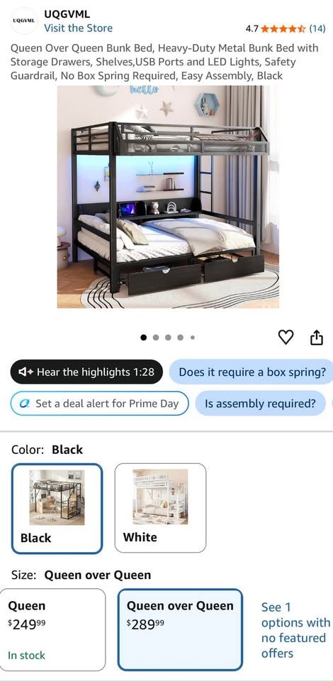 Queen over queen bunk bed