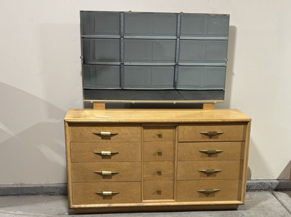 Mid Century Modern 12 Drawer Dresser with Mirror