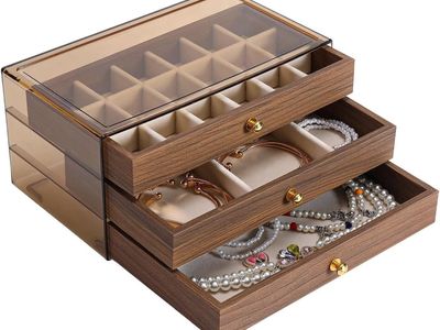 Walnut 3-Layer Wooden Jewelry Box with Cover