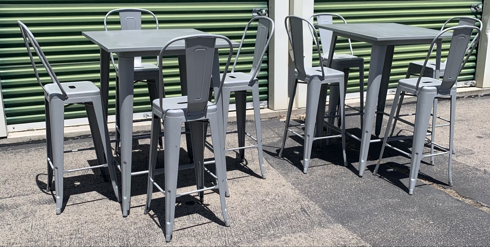 Industrial Metal Bar Height Table & Stool Set (10-Piece Bundle)