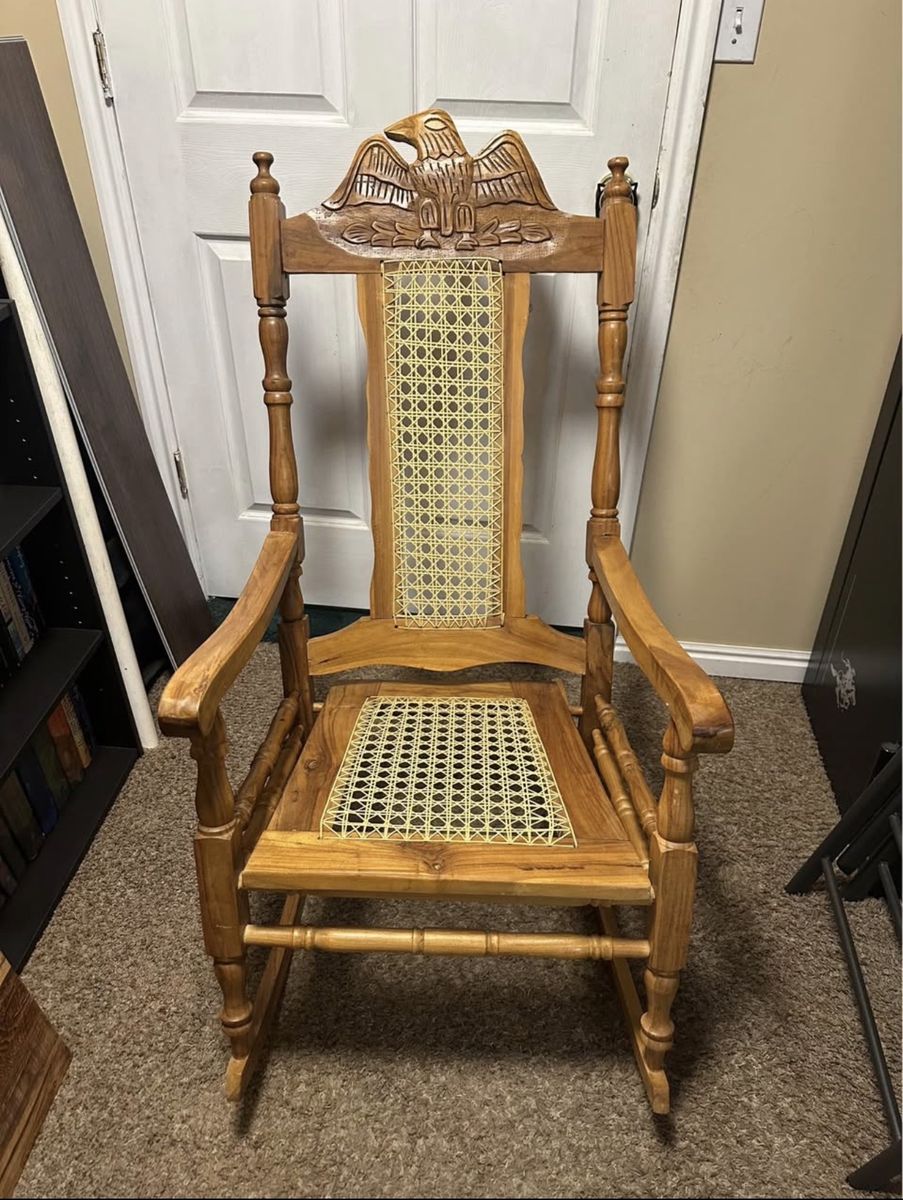 Wood carved eagle rocking chair