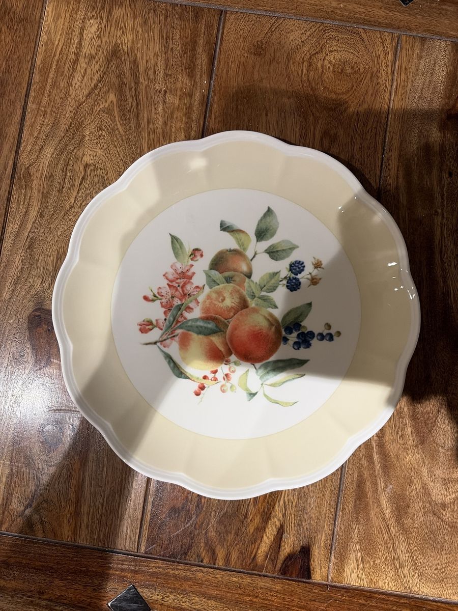 8 - 11 inch Lenox Orchard in Bloom Peach Blossom Dinner Plates, Scalloped Edge, Fruit Pattern