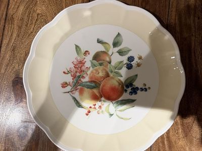 8 - 11 inch Lenox Orchard in Bloom Peach Blossom Dinner Plates, Scalloped Edge, Fruit Pattern