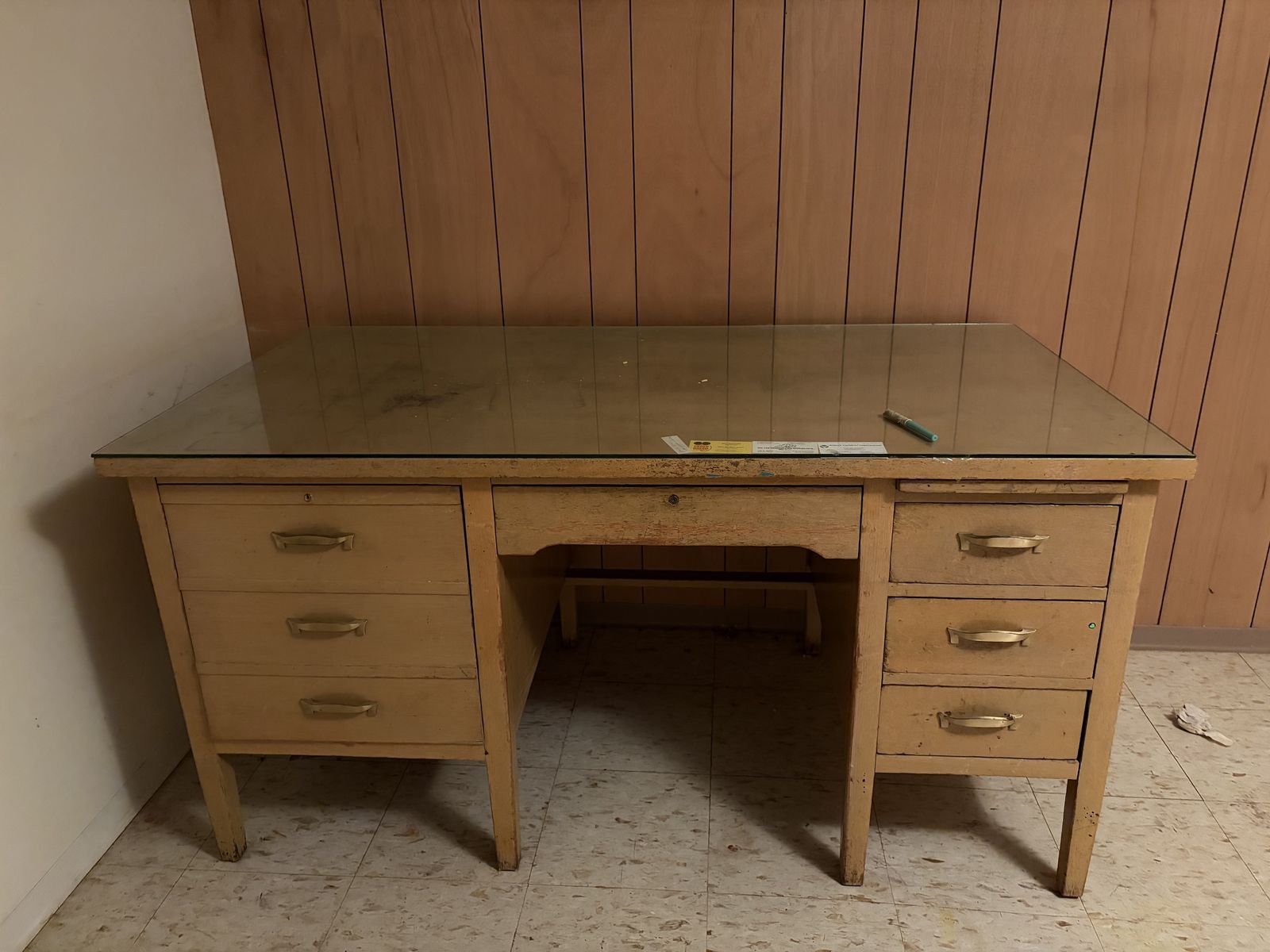 Antique Desk With Glass Top