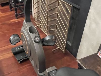 NiceDay Recumbent Exercise Bike - Brown/Orange with Adjustable Seat and LCD Monitor