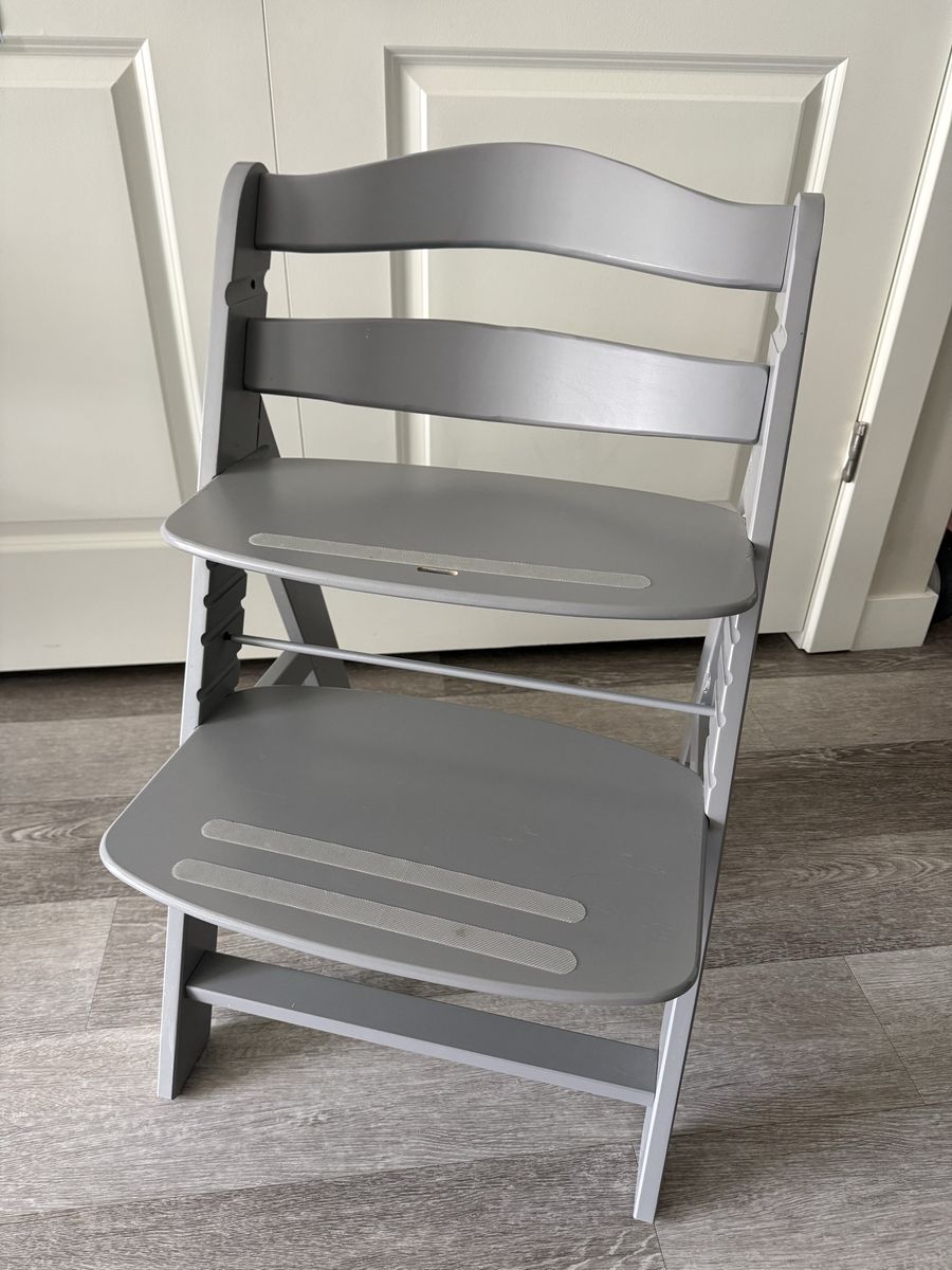 Hauck Wooden High Chair Adjustable Gray Kids Seating