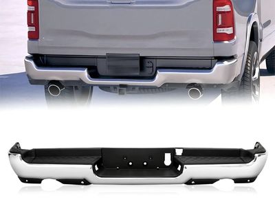 Steel Rear Step Bumper Assembly Fit for 2019-2024 Dodge RAM 1500,Chrome Back Bum
