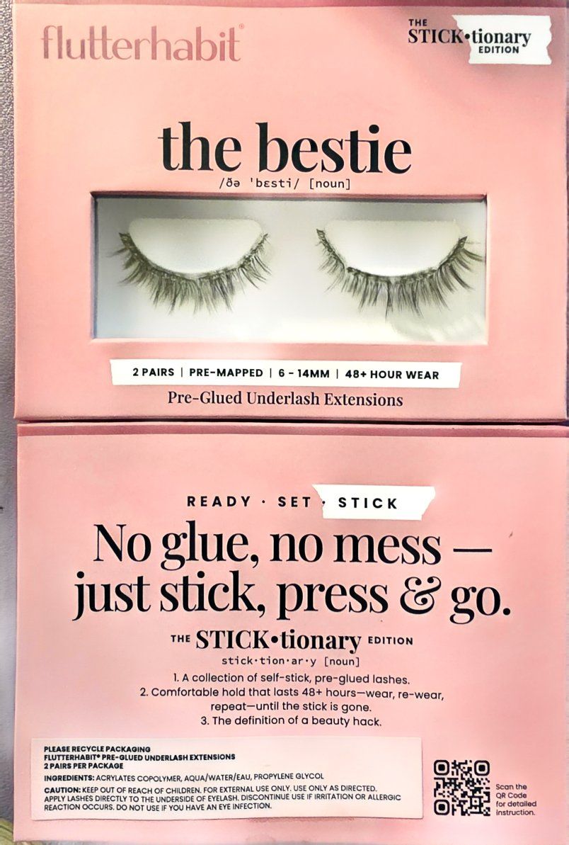 FlutterHabit The Bestie Pre-Glued Underlash Extensions 2 Pairs Sticktionary Edition