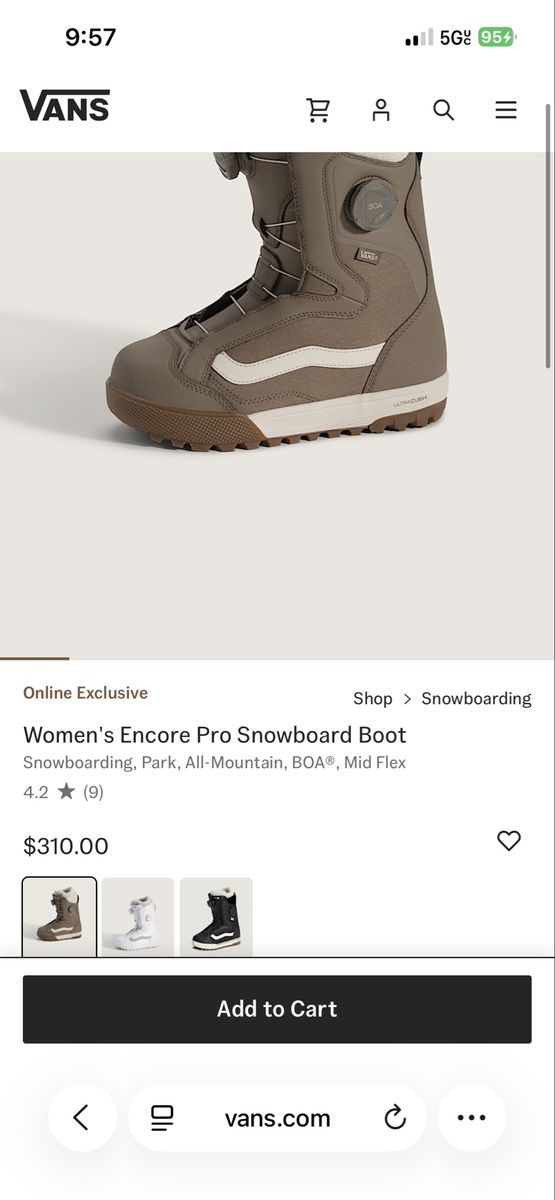 Size 7.5 Vans  encore Pro snowboarding boots