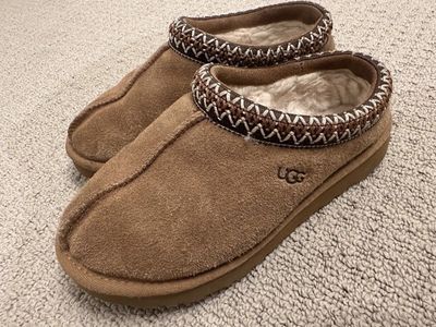 UGG Ansley Suede & Sheepskin Slippers - Women's Size 5 Brown Slip-On