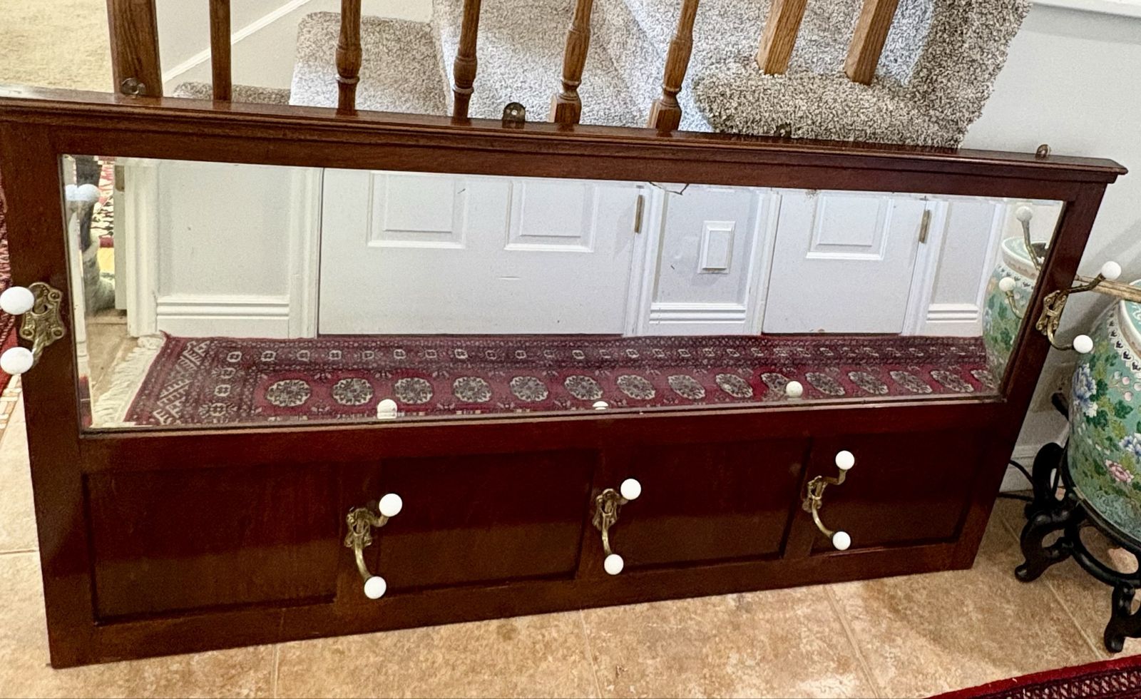 Antique Edwardian Mahogany Hall Mirror