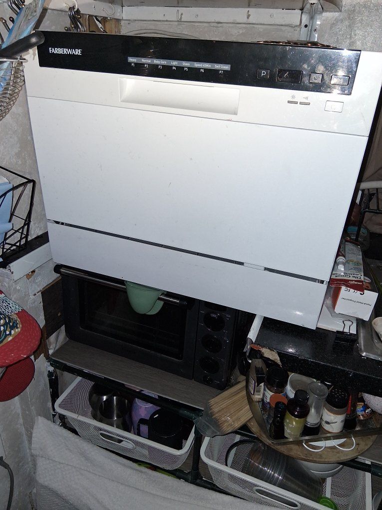 FARBERWARE Portable Countertop Dishwasher - Compact White with Multiple Wash Cycles