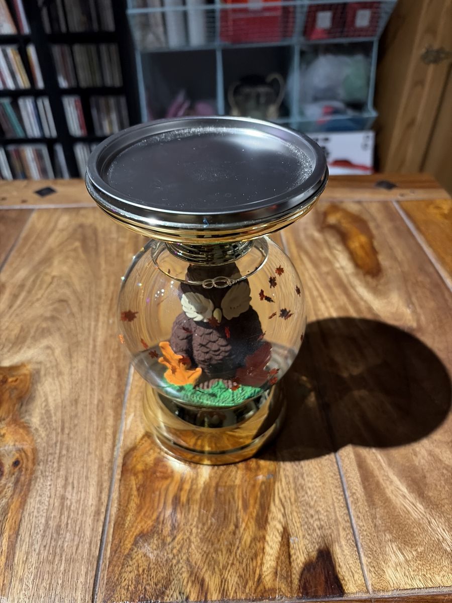 Bath & Body new Autumn Owl Snow Globe Candle Holder